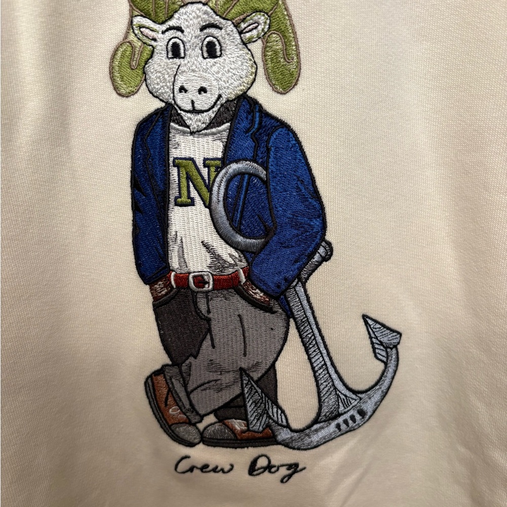 Go Navy! Beat Army! Cream Graphic Sweatshirt with Goat Design - Picture 5 of 5